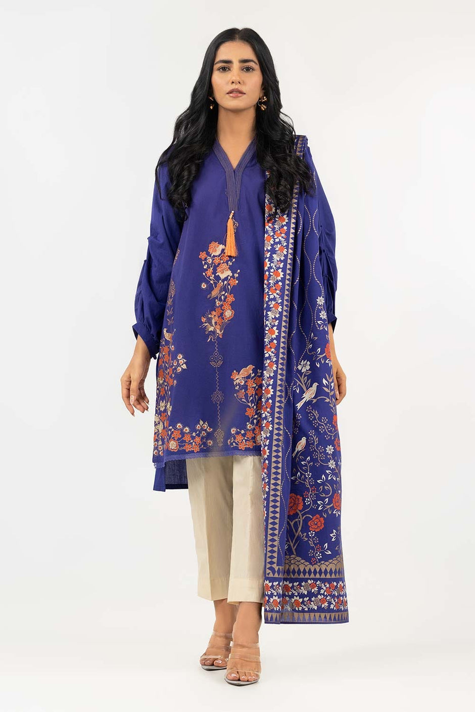 Screen Printed Cambric Shirt with Lawn Dupatta