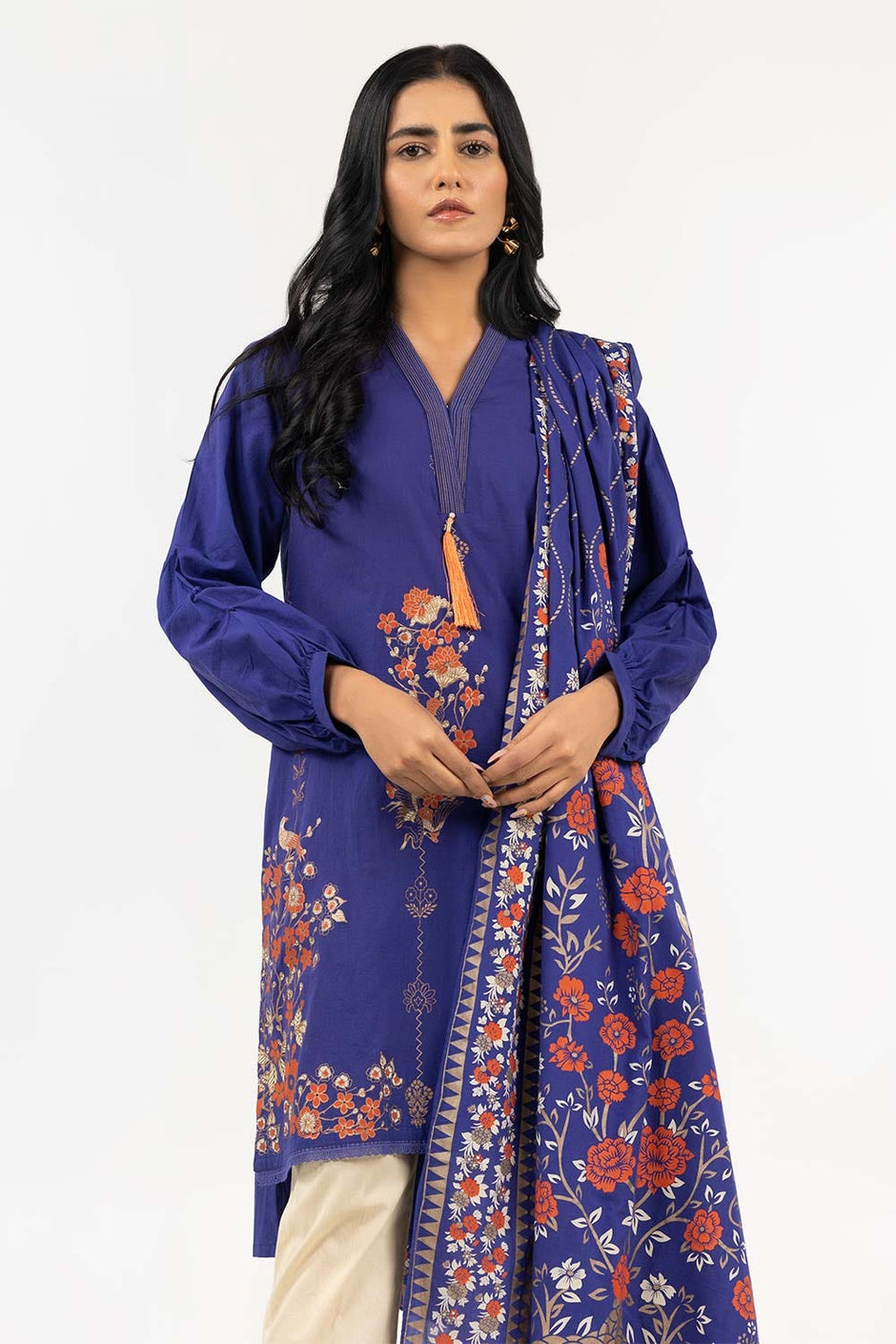 Screen Printed Cambric Shirt with Lawn Dupatta