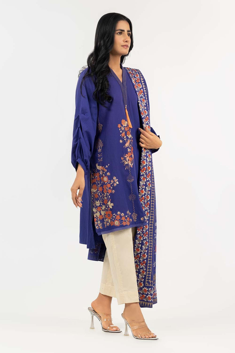 Screen Printed Cambric Shirt with Lawn Dupatta