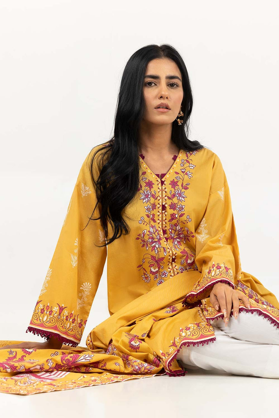 Screen Printed Cambric Shirt with Lawn Dupatta