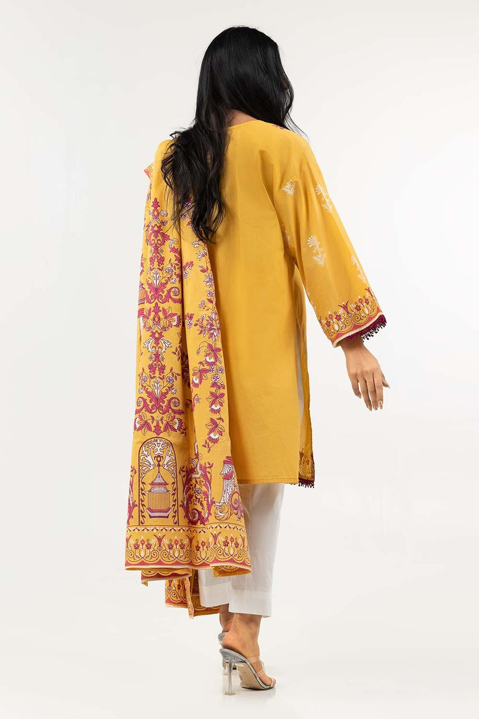 Screen Printed Cambric Shirt with Lawn Dupatta