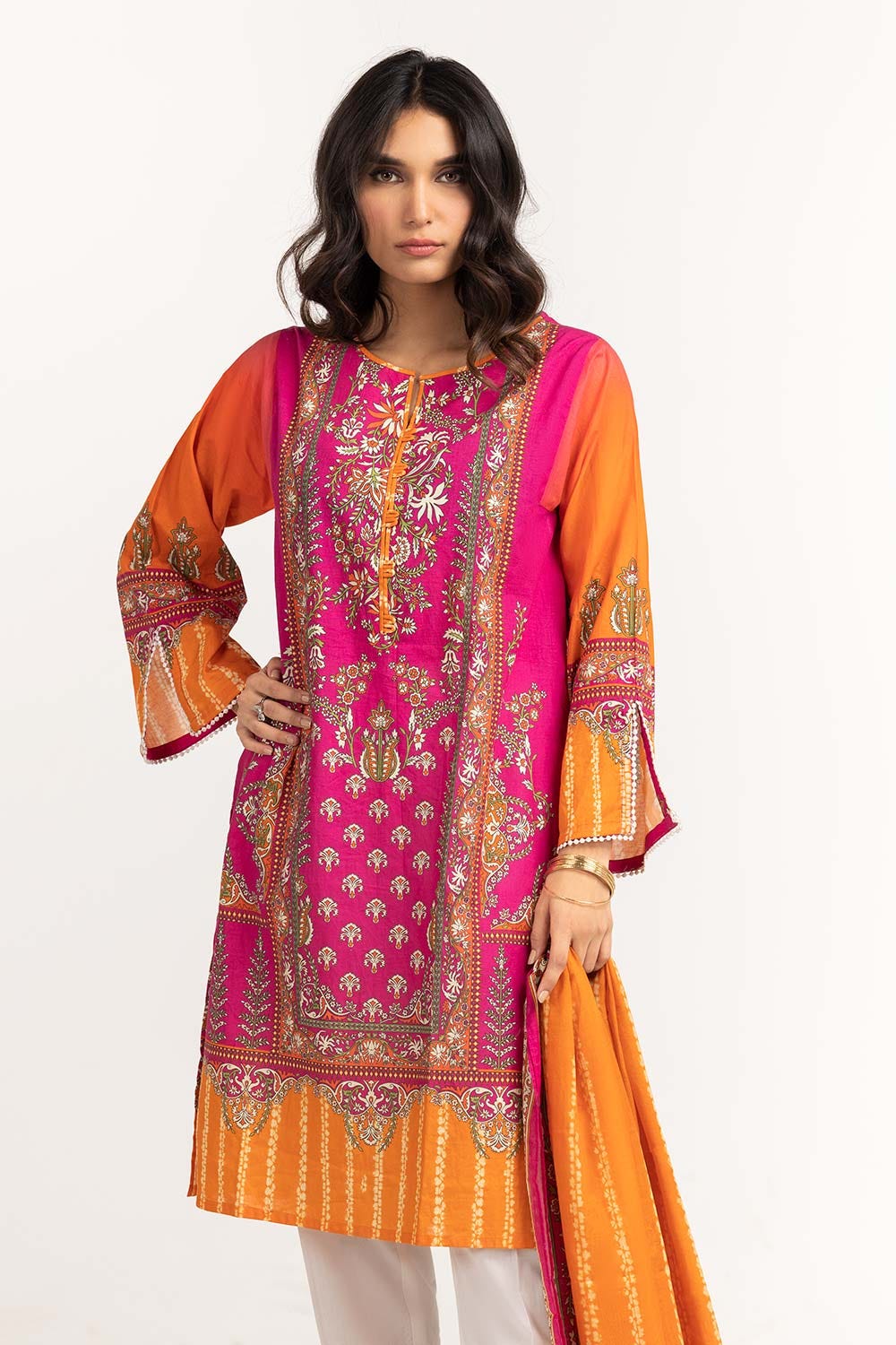 2 Piece Printed Cambric Shirt With Dupatta IPS-23-06