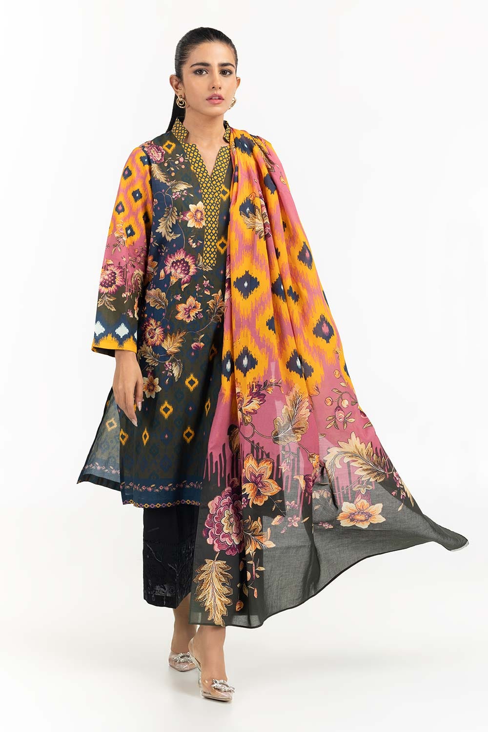 2 Piece Printed Cambric Shirt With Dupatta IPS-23-09
