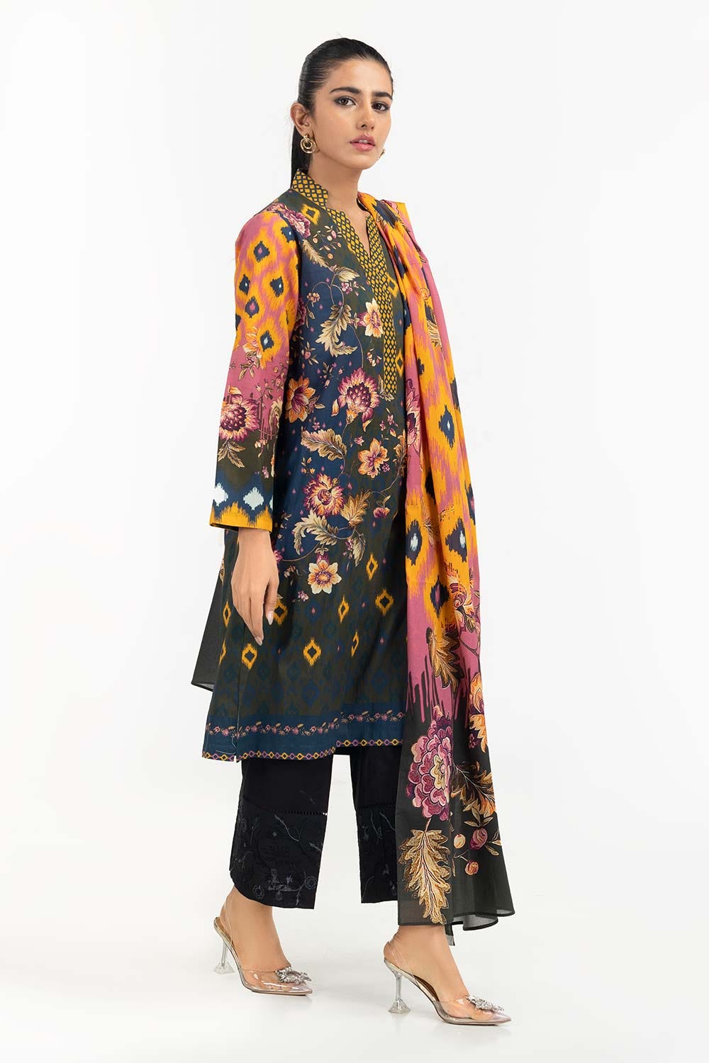 2 Piece Printed Cambric Shirt With Dupatta IPS-23-09
