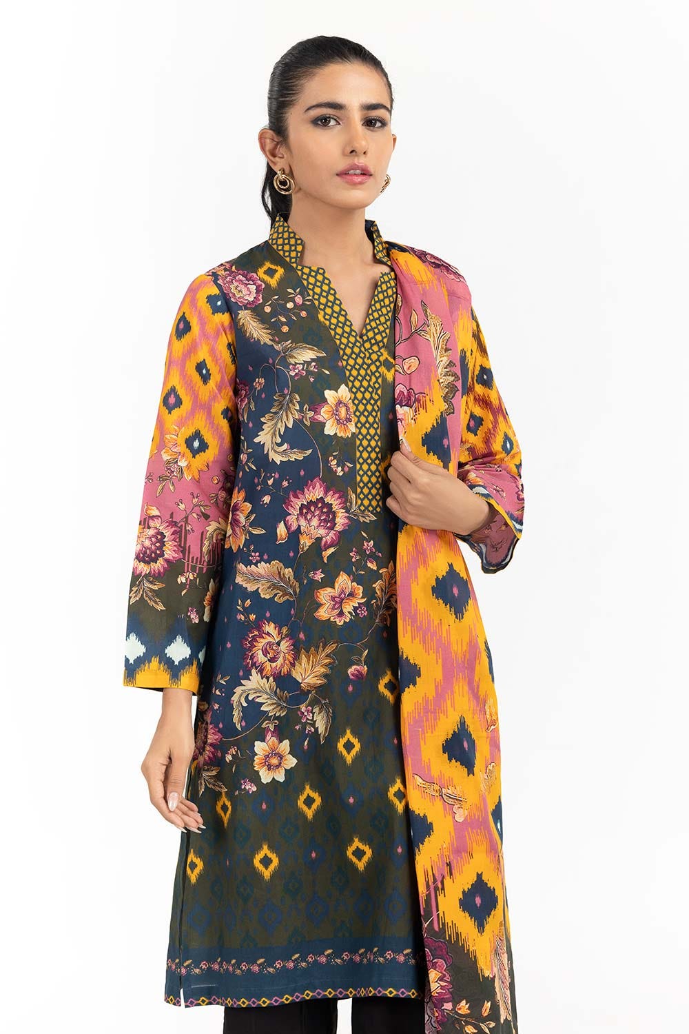 2 Piece Printed Cambric Shirt With Dupatta IPS-23-09