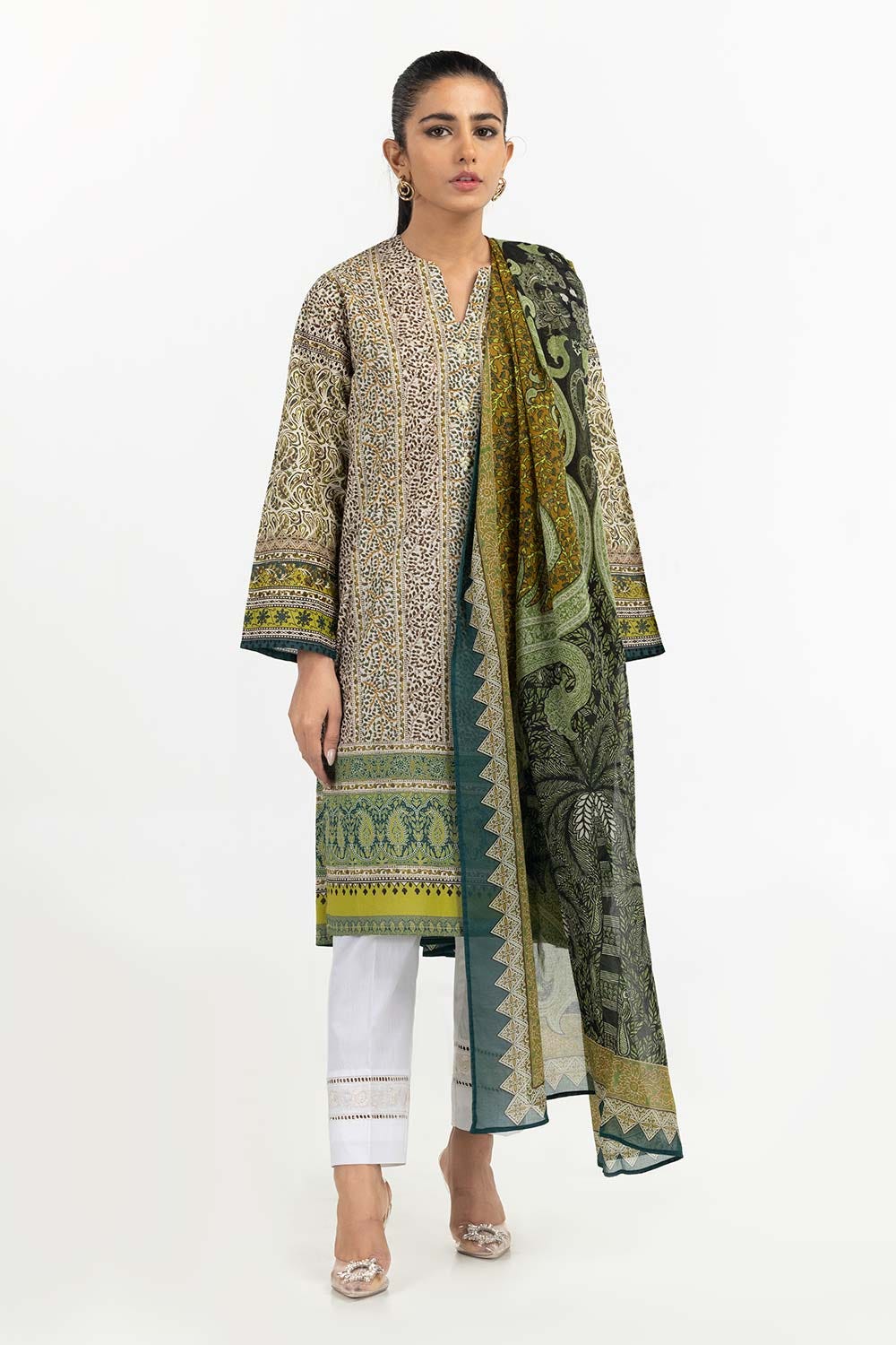 2 Piece Printed Cambric Shirt With Dupatta IPS-23-10