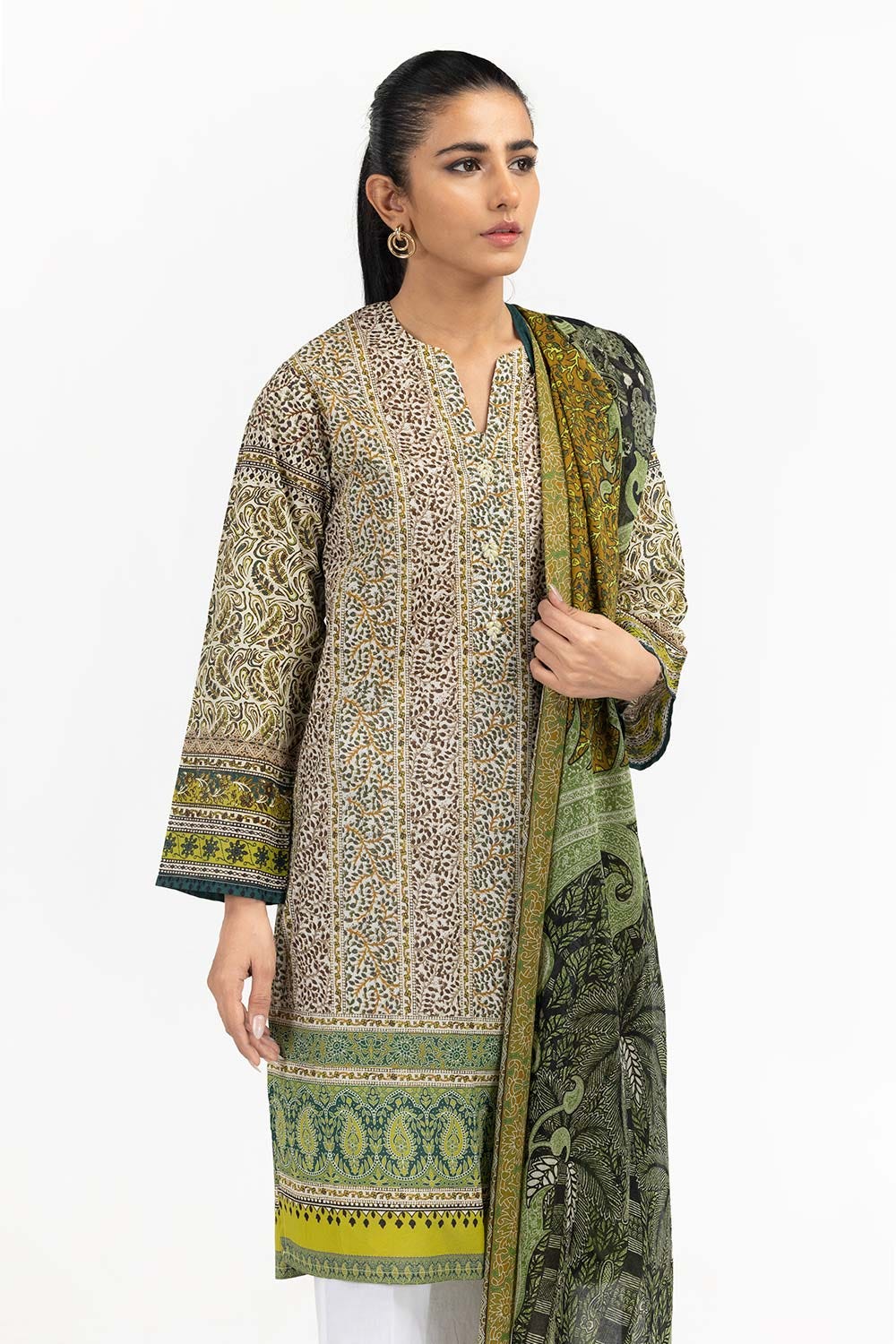 2 Piece Printed Cambric Shirt With Dupatta IPS-23-10