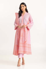 3 Piece Dyed Cambric Screen Printed Shirt With Trouser IPS-23-154