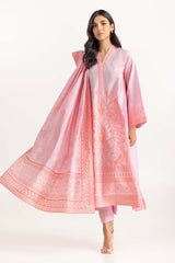 3 Piece Dyed Cambric Screen Printed Shirt With Trouser IPS-23-154