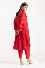 2 Piece Jacquard Embellished Kameez Shalwar - SCARLET IPS-23-157