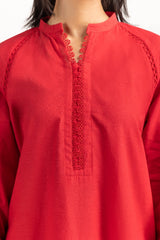 2 Piece Jacquard Embellished Kameez Shalwar - SCARLET IPS-23-157