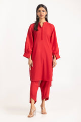2 Piece Jacquard Embellished Kameez Shalwar - SCARLET IPS-23-157