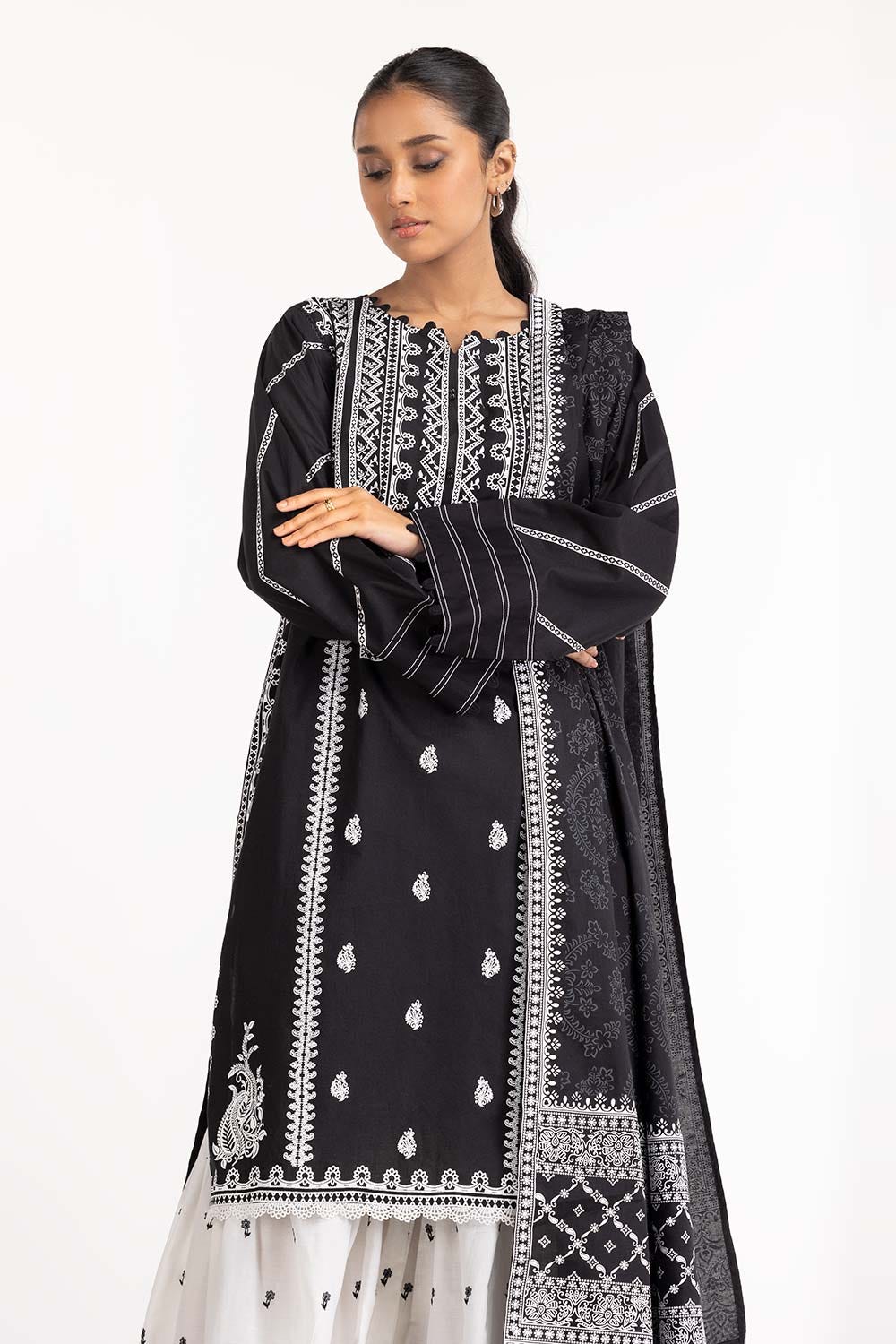 2 Piece Screen Printed Shirt With Dupatta IPS-23-215