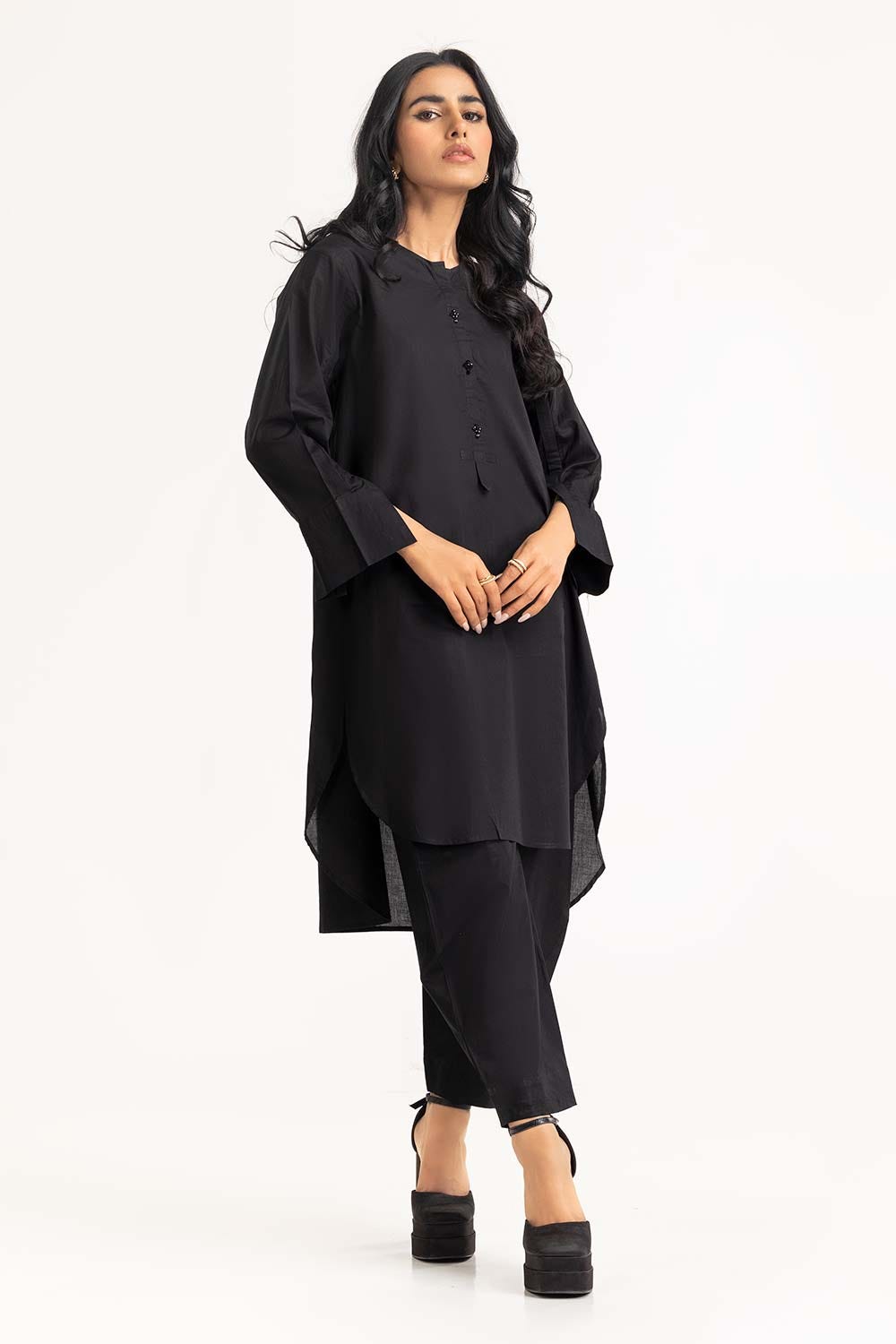 2 Piece Dyed Cotton Embelsihed Kurti With Trouser IPS-23-21