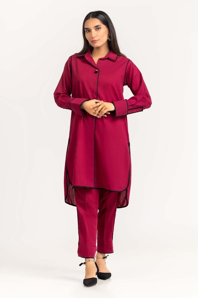 Dyed Cambric Embelished Kurti With Trrouser