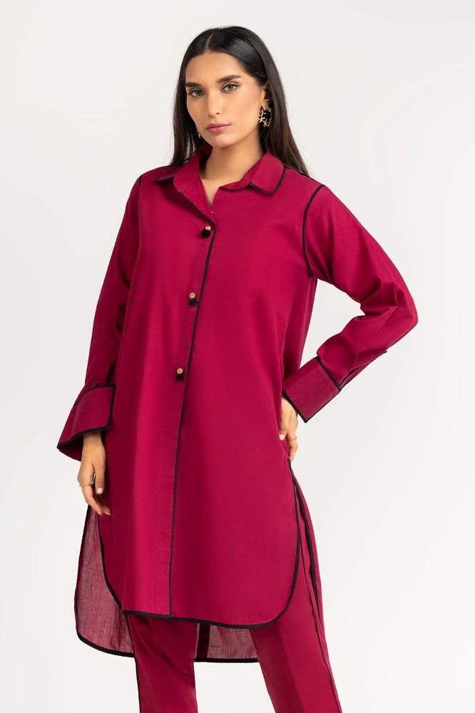 Dyed Cambric Embelished Kurti With Trrouser