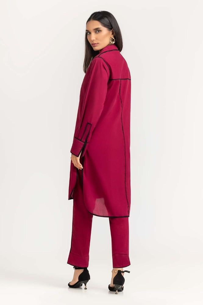 Dyed Cambric Embelished Kurti With Trrouser