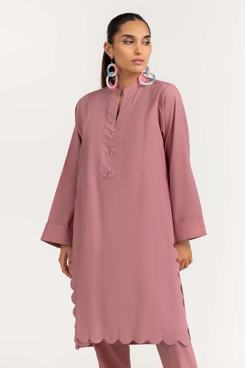 2 Piece Dyed Cambric Embelished Kurti With Trouser IPS-23-71