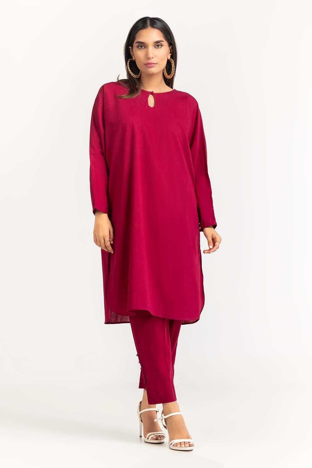 2 Piece Dyed Cambric Embelished Shirt With Trouser IPS-23-72