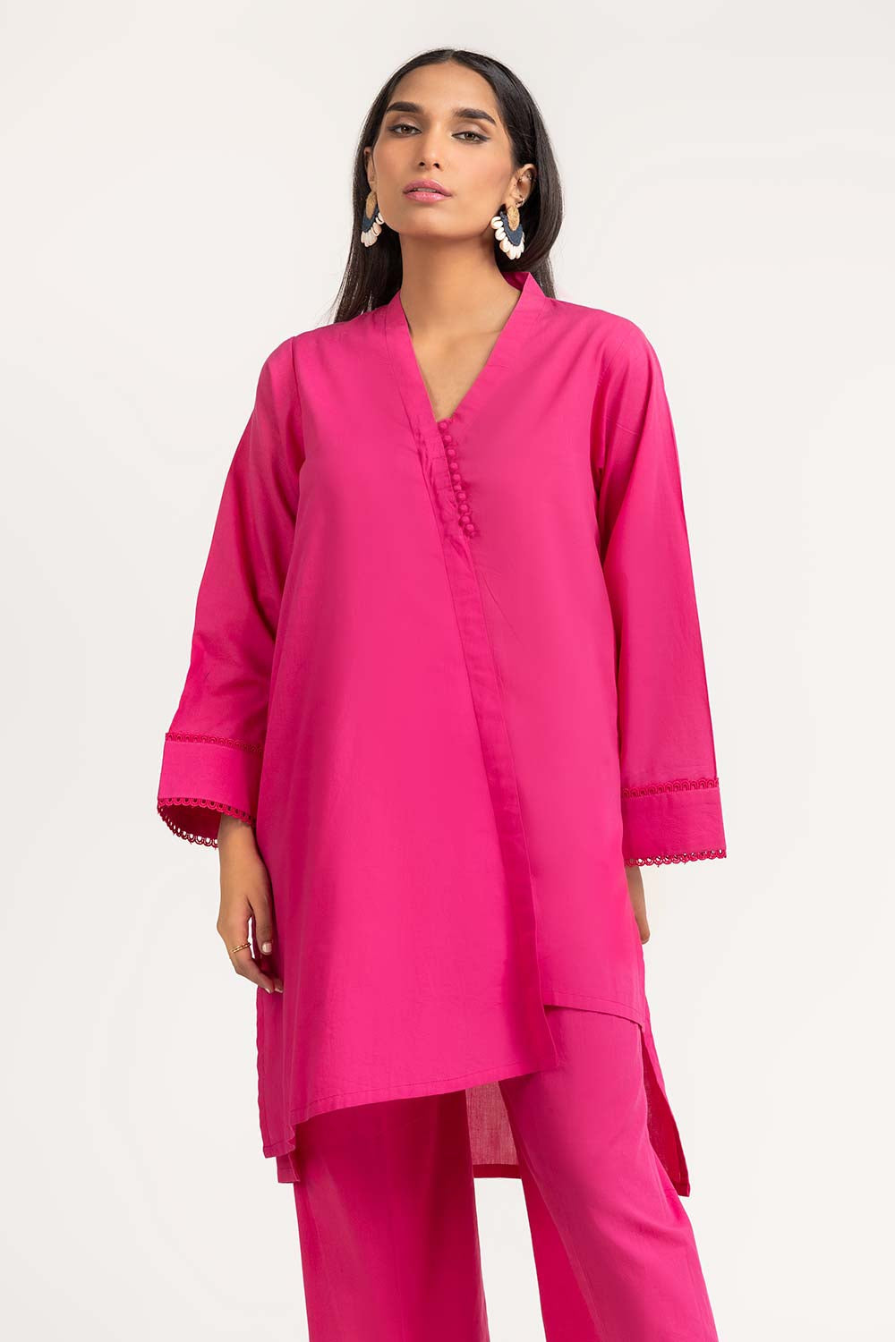 2 Piece Cambric Embellished Shirt With Trouser IPS-23-73