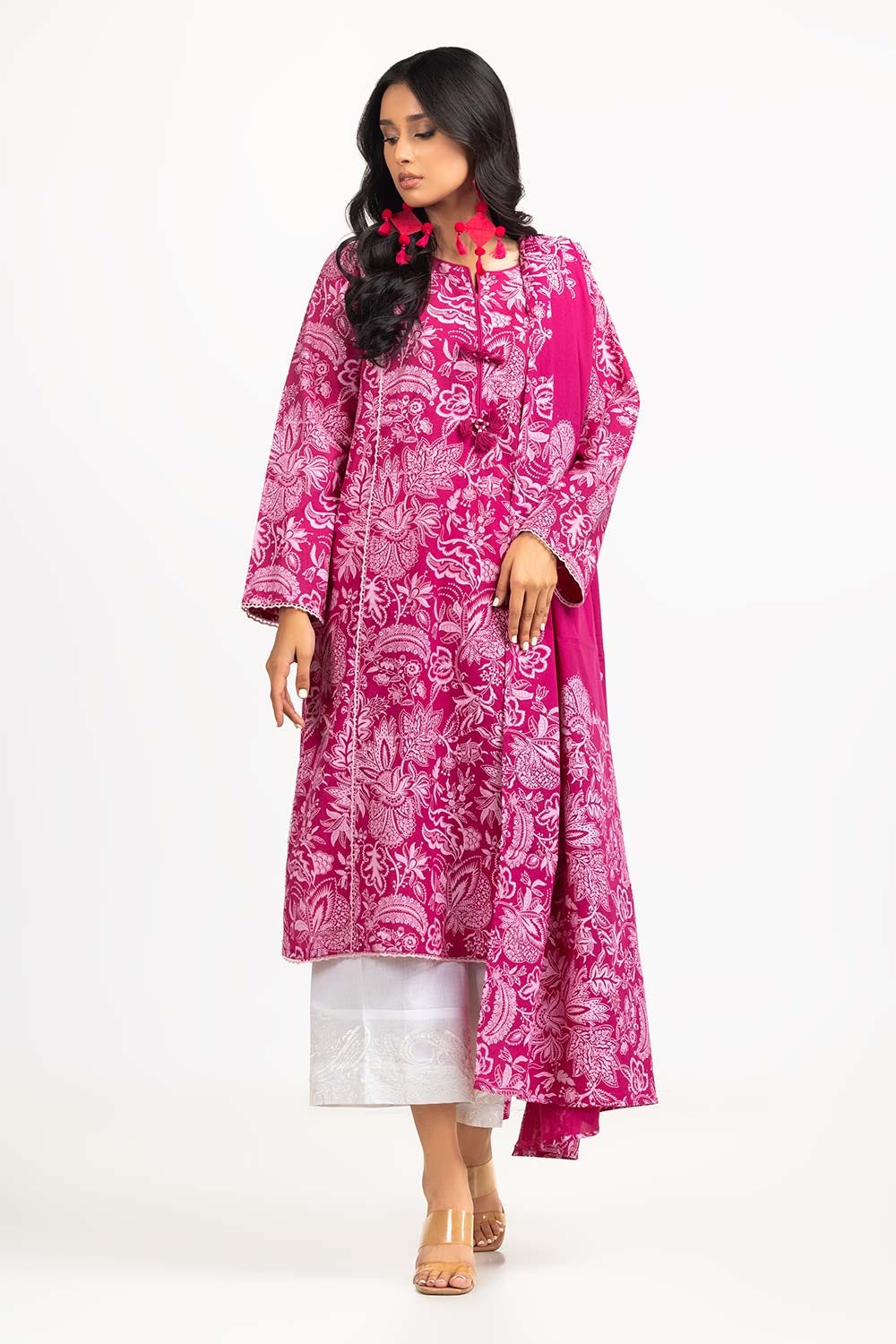 2 Piece Screen Printed Embellished Shirt With Dupatta IPS-23-84