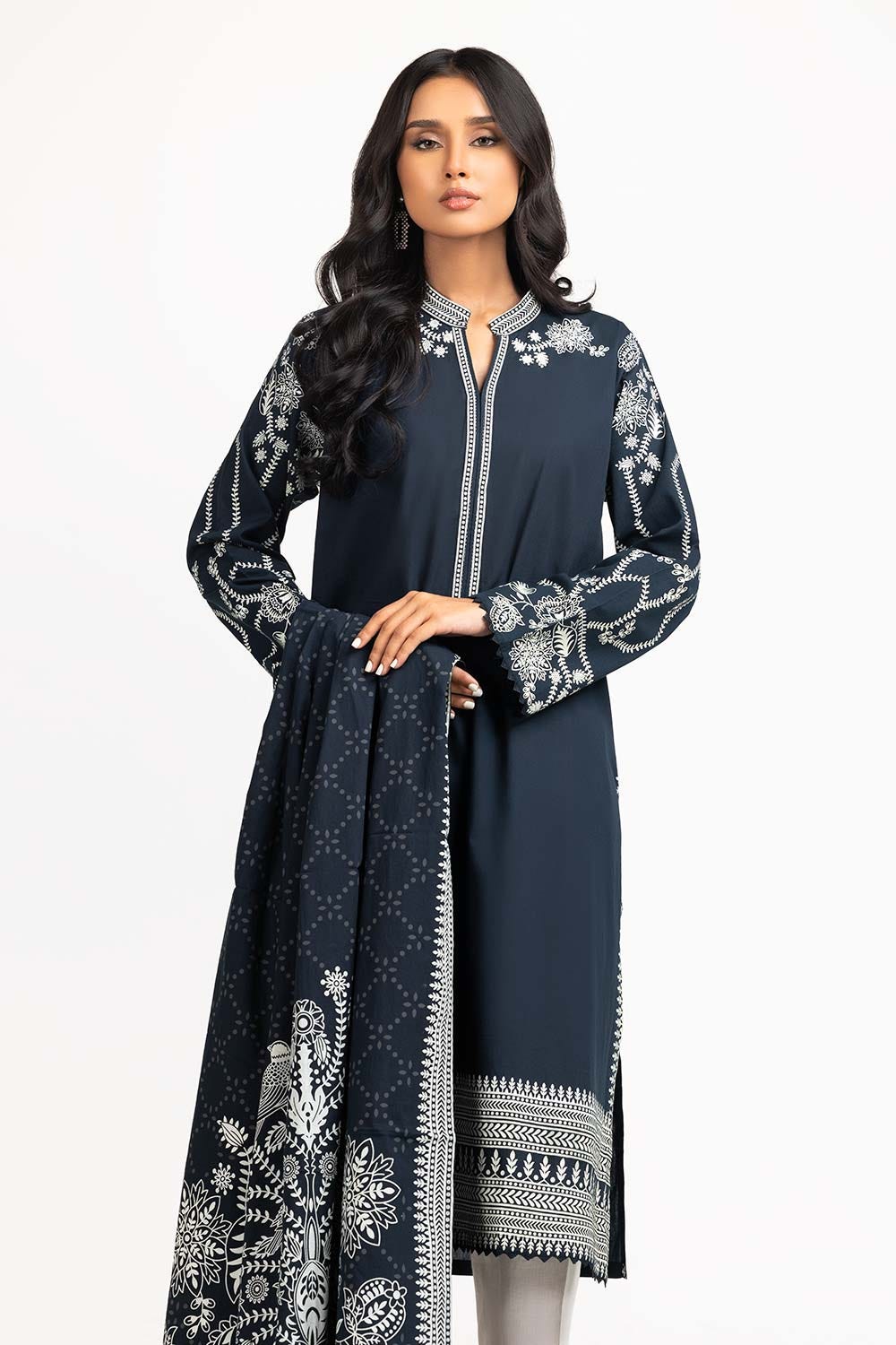 2 Piece Screen Printed Embellished Shirt With Dupatta IPS-23-85