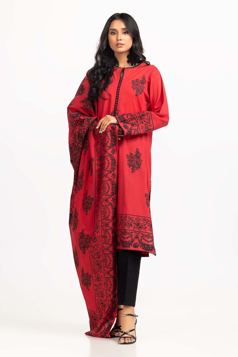 2 Piece  Embellished Shirt With Dupatta IPS-23-86