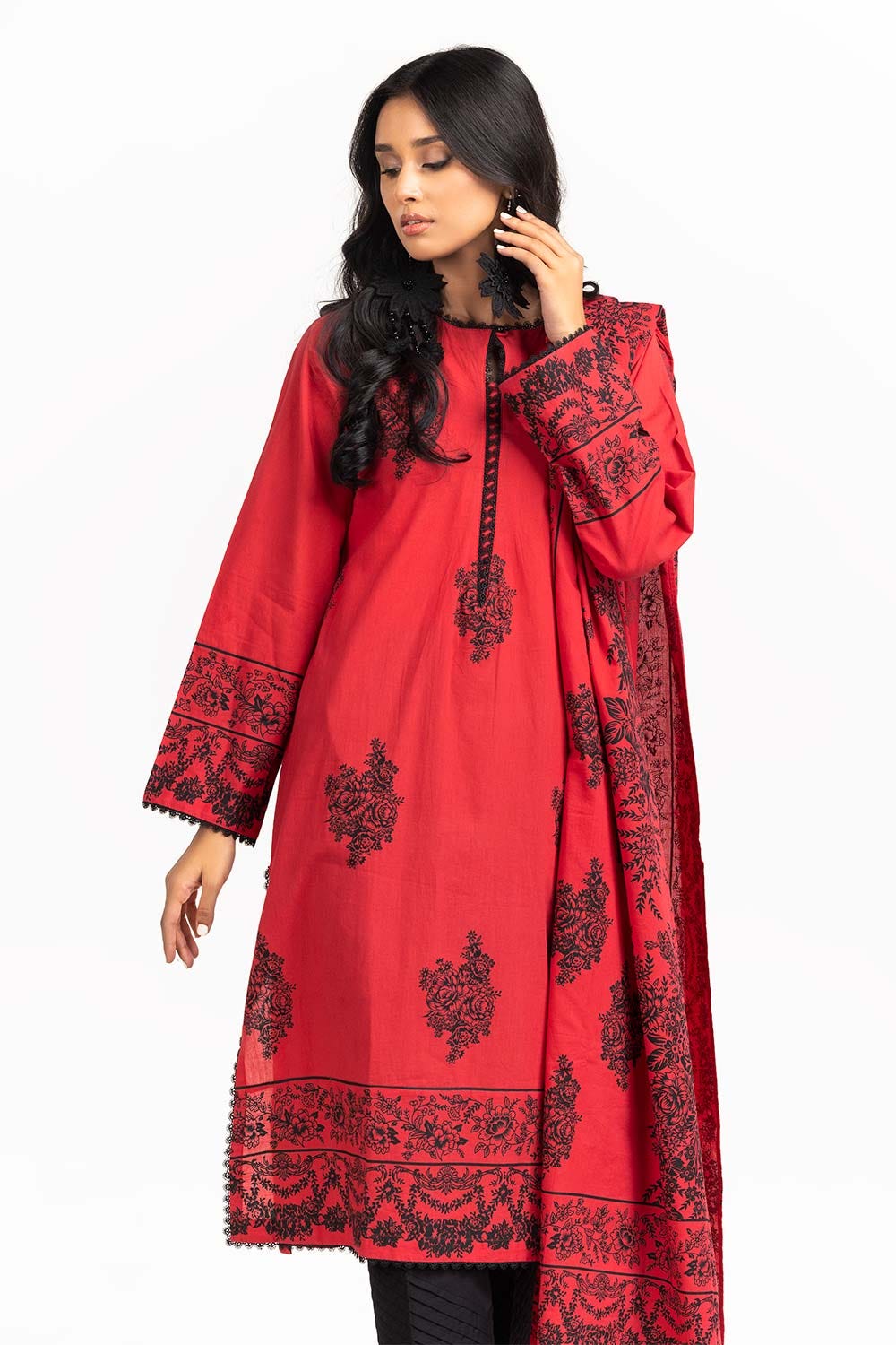 2 Piece  Embellished Shirt With Dupatta IPS-23-86
