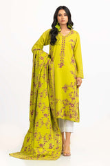 2 Piece Screen Printed Embellished Shirt With Dupatta IPS-23-87
