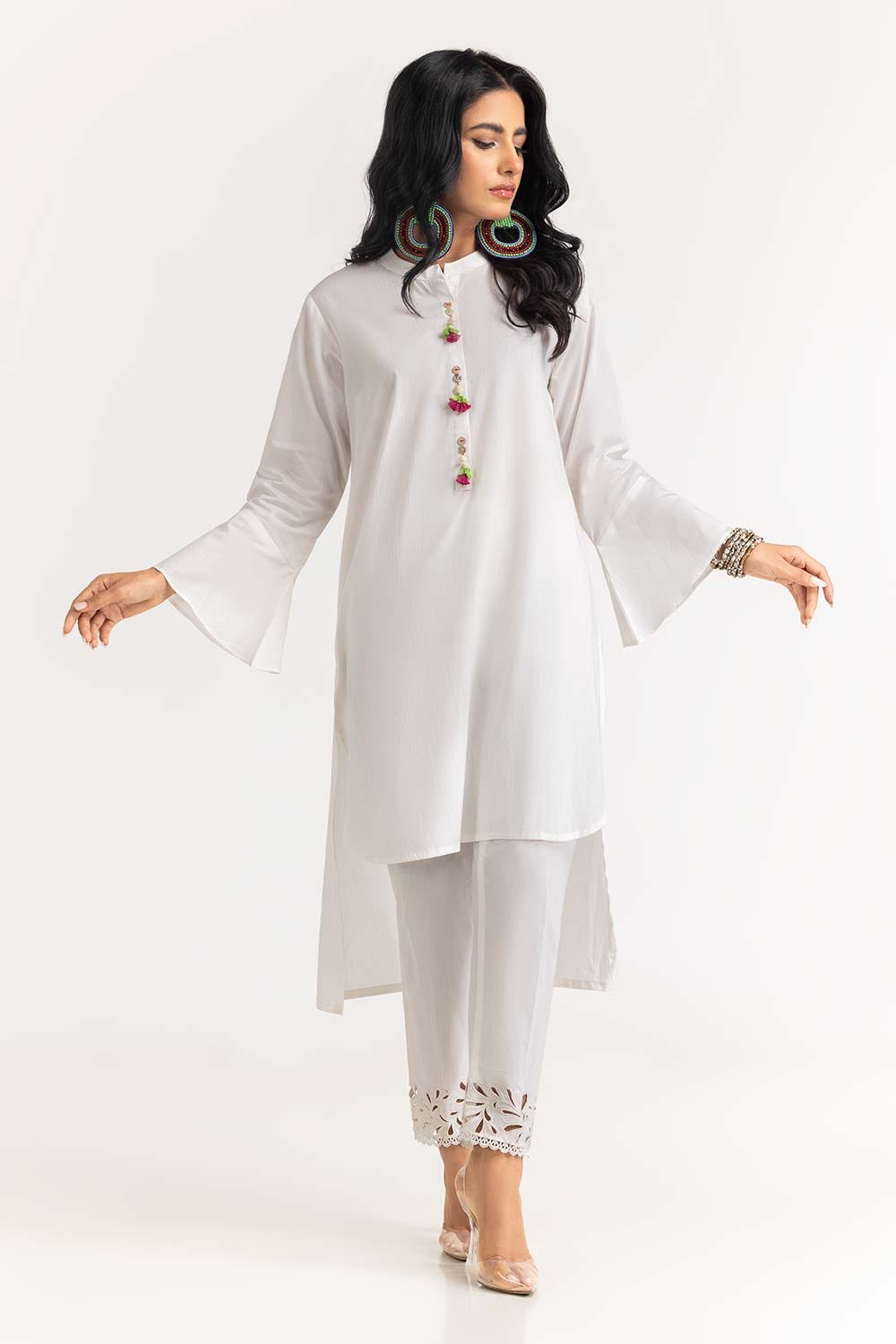 2 Piece Dyed Cambric Embroidered Shirt With Trouser IPS-23-89