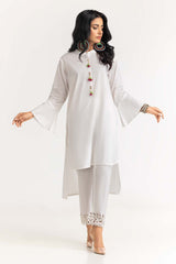2 Piece Dyed Cambric Embroidered Shirt With Trouser IPS-23-89