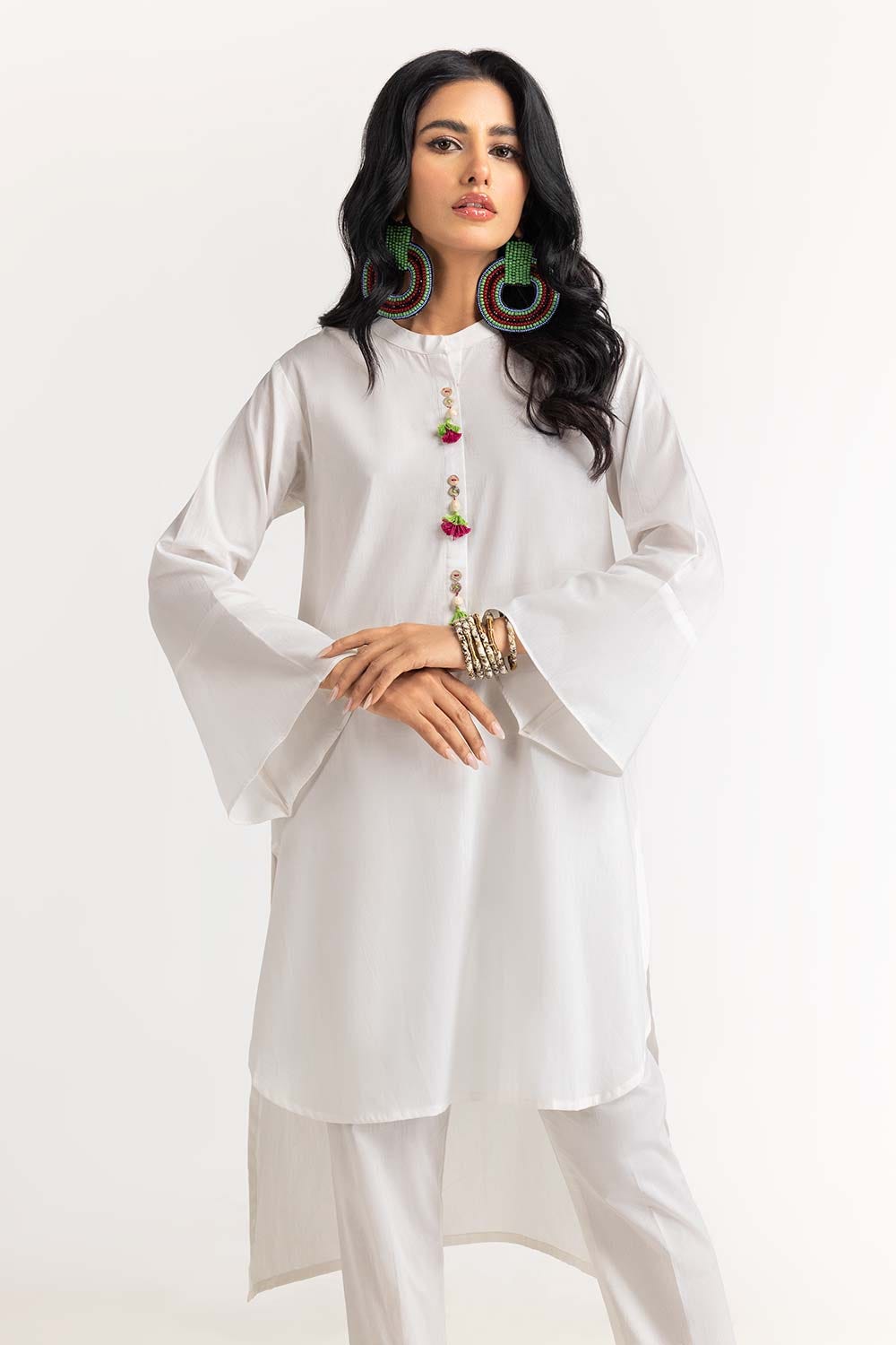 2 Piece Dyed Cambric Embroidered Shirt With Trouser IPS-23-89