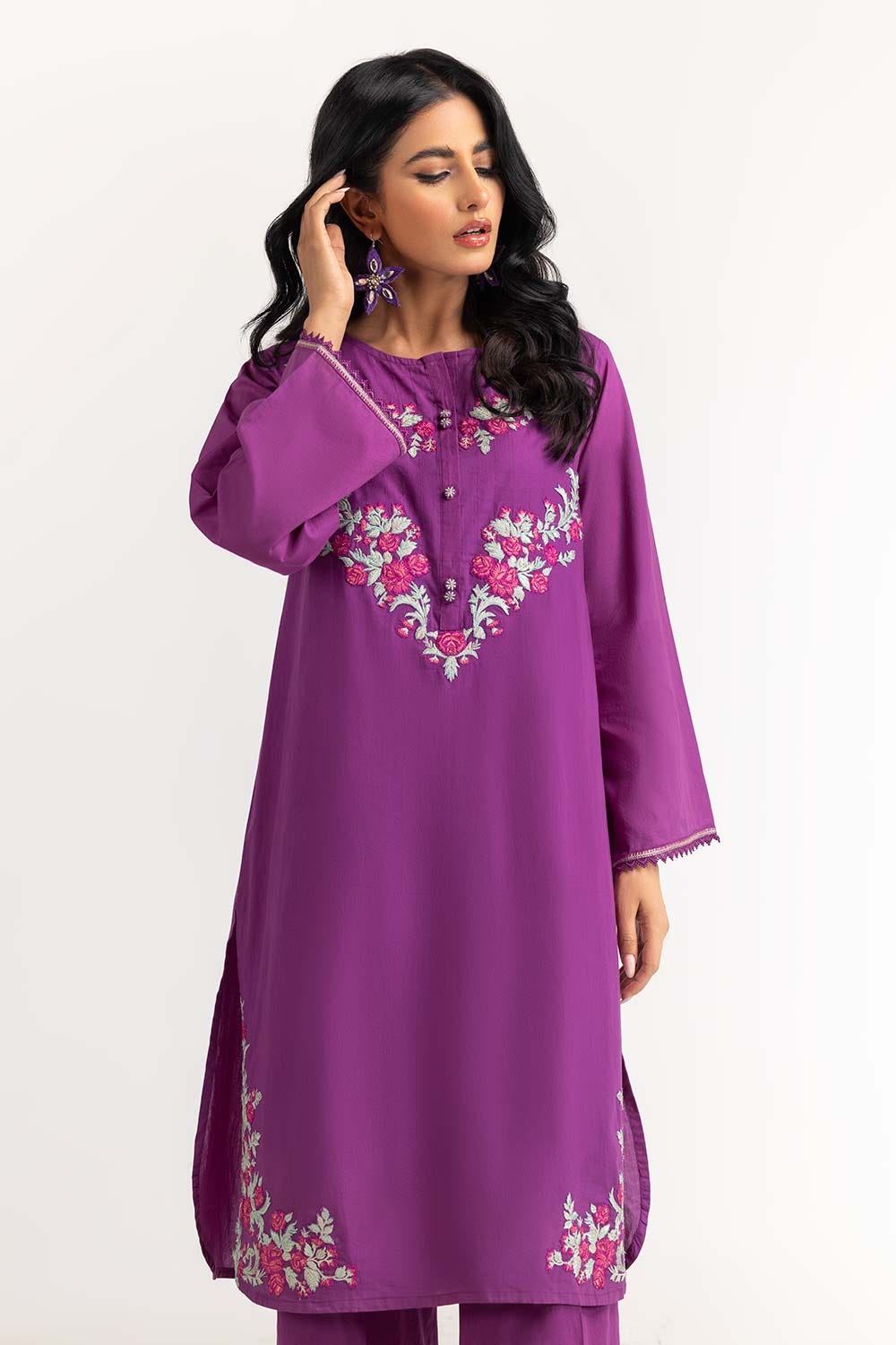 2 Piece Cambric Embroidered Shirt With Trouser IPS-23-90