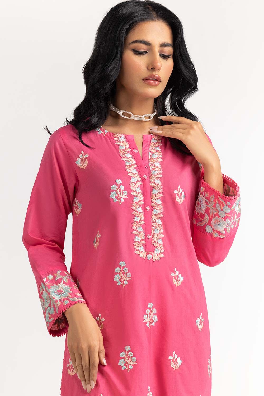 2 Piece Cambric Embroidered Shirt with Trouser IPS-23-92