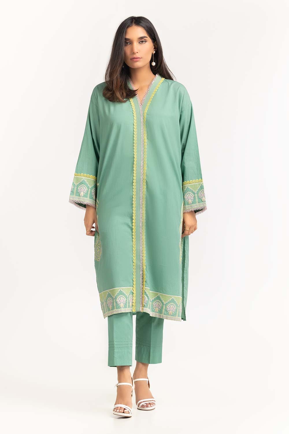 2 Piece Cambric Embroidered Shirt with Trouser IPS-23-94