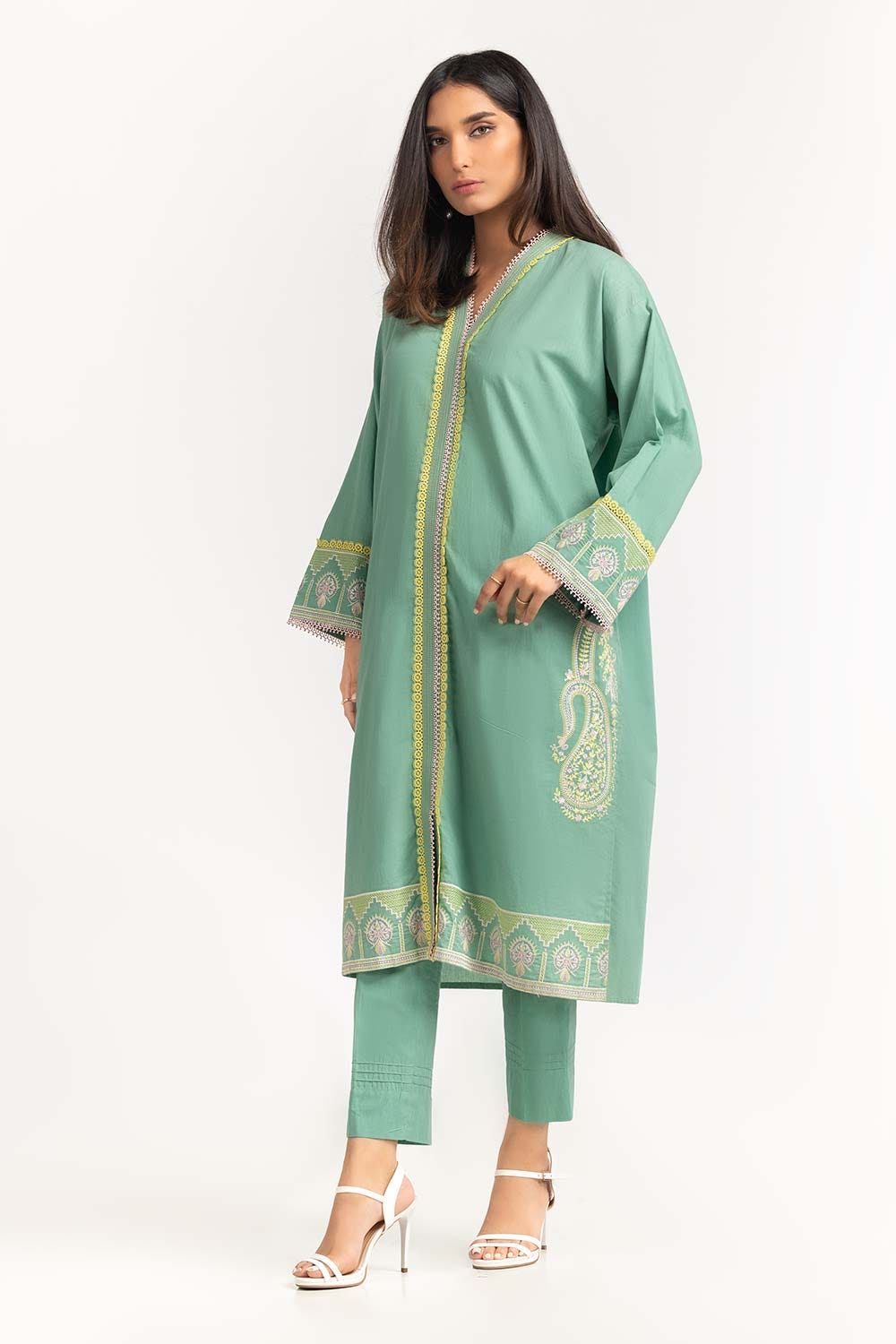 2 Piece Cambric Embroidered Shirt with Trouser IPS-23-94