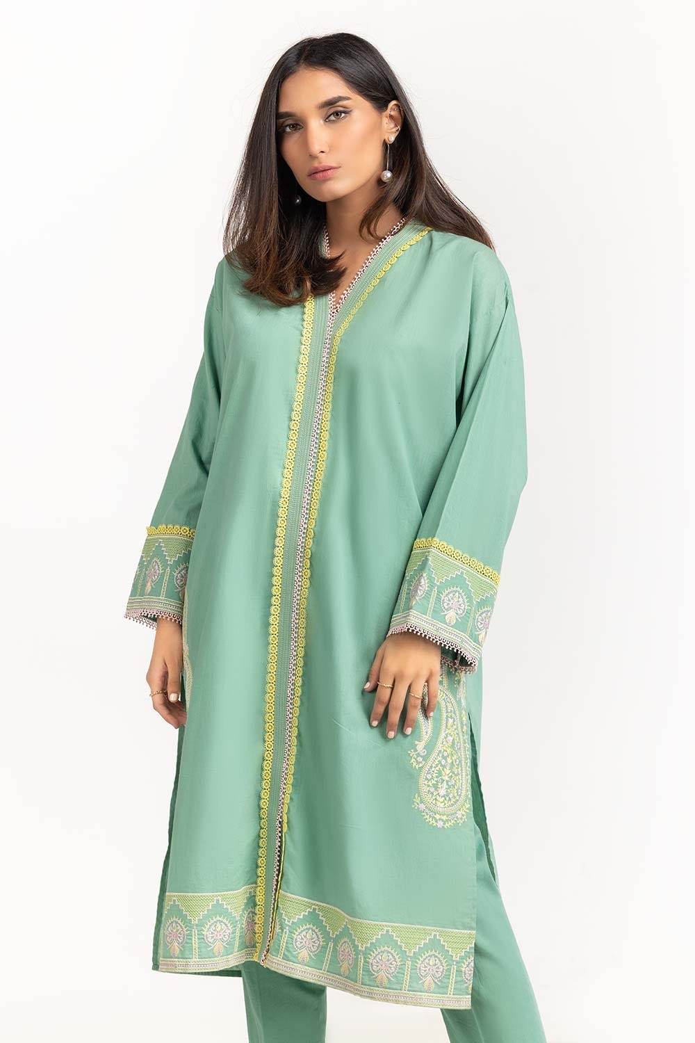 2 Piece Cambric Embroidered Shirt with Trouser IPS-23-94