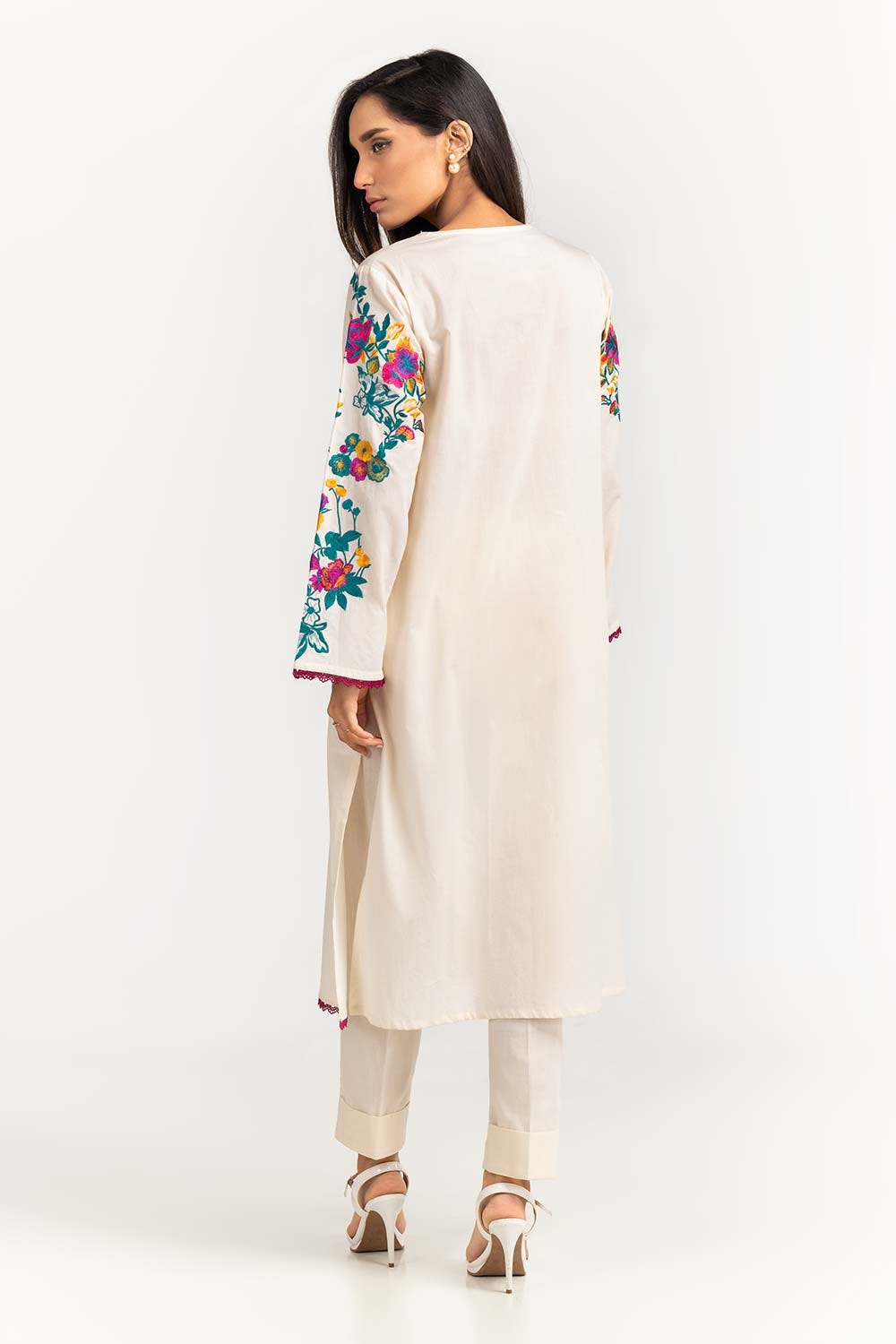 2 Piece Dyed Cambric Embroidered Shirt With Trouser IPS-23-99