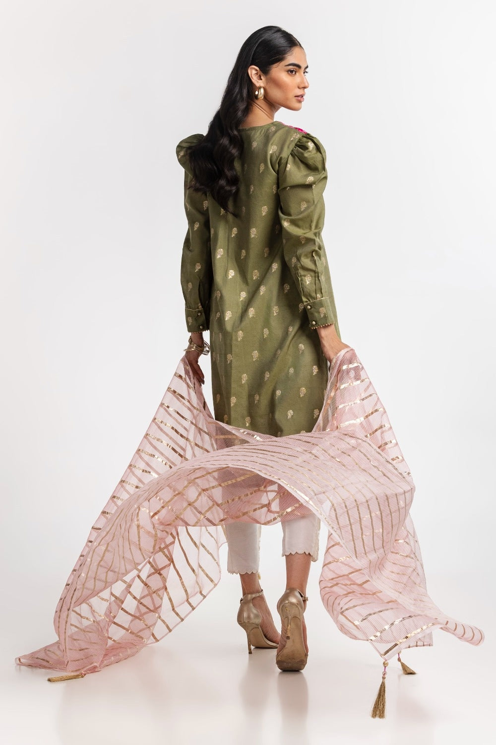 Dyed Jacquard Embroidered Shirt IPS-24-101 1 Piece