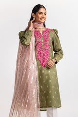 Dyed Jacquard Embroidered Shirt IPS-24-101 1 Piece
