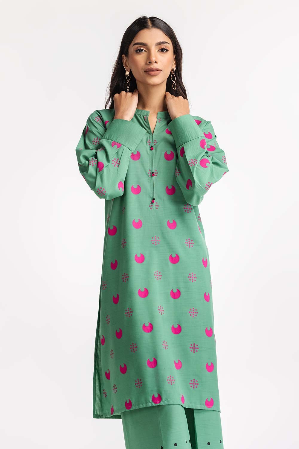 Dyed Pinkwish Screen Printed Shirt With Trouser IPS-24-110