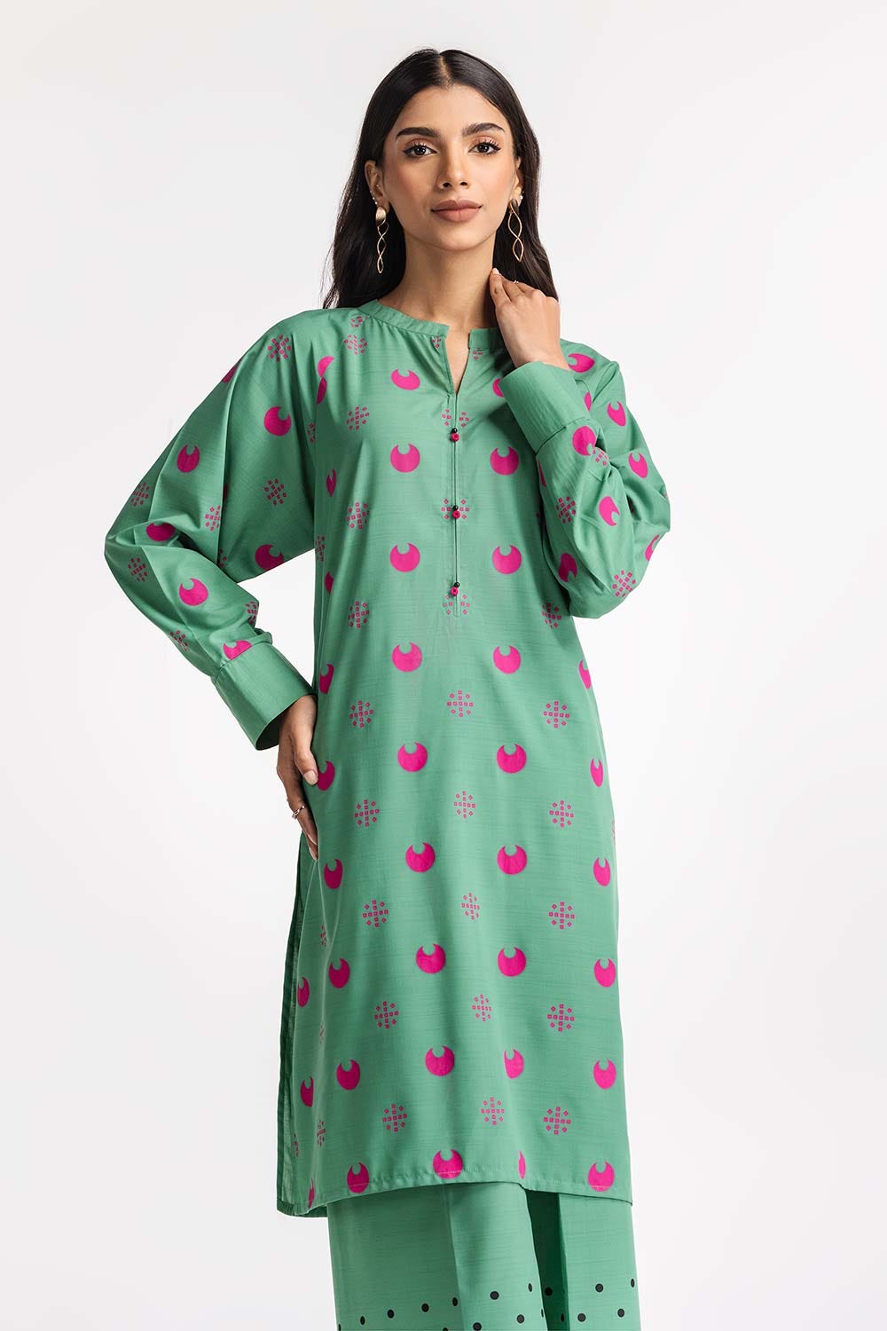 Dyed Pinkwish Screen Printed Shirt With Trouser IPS-24-110