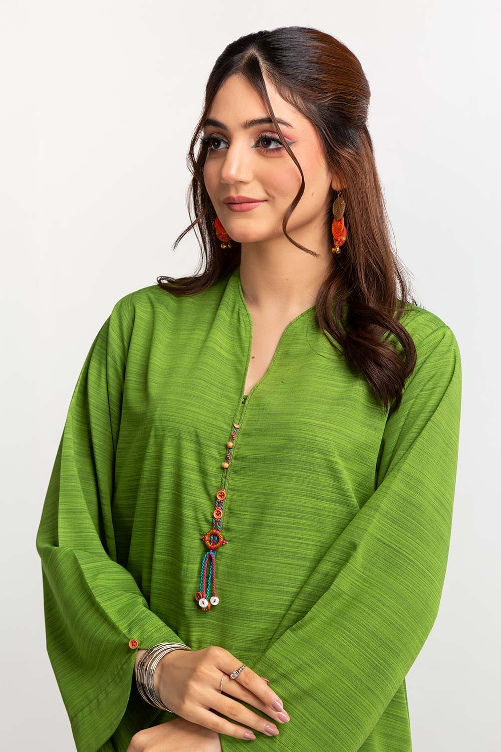 Dyed Polyester Viscose Embelished Shirt With Trouser IPS-24-114