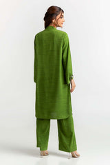 Dyed Polyester Viscose Embelished Shirt With Trouser IPS-24-114