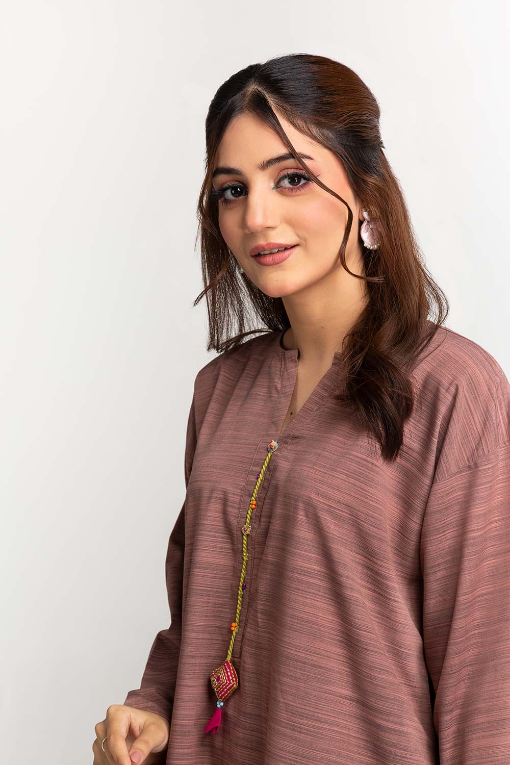 Dyed Polyester Viscose Embelished Shirt With Trouser IPS-24-115