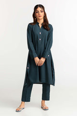 Dyed Polyester Viscose Embelished Shirt With Trouser IPS-24-121