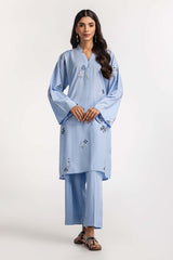 Dyed Polyester Viscose Embroidered Shirt With Trouser IPS-24-133