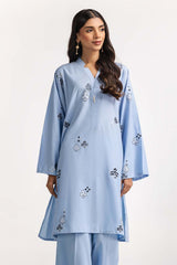 Dyed Polyester Viscose Embroidered Shirt With Trouser IPS-24-133