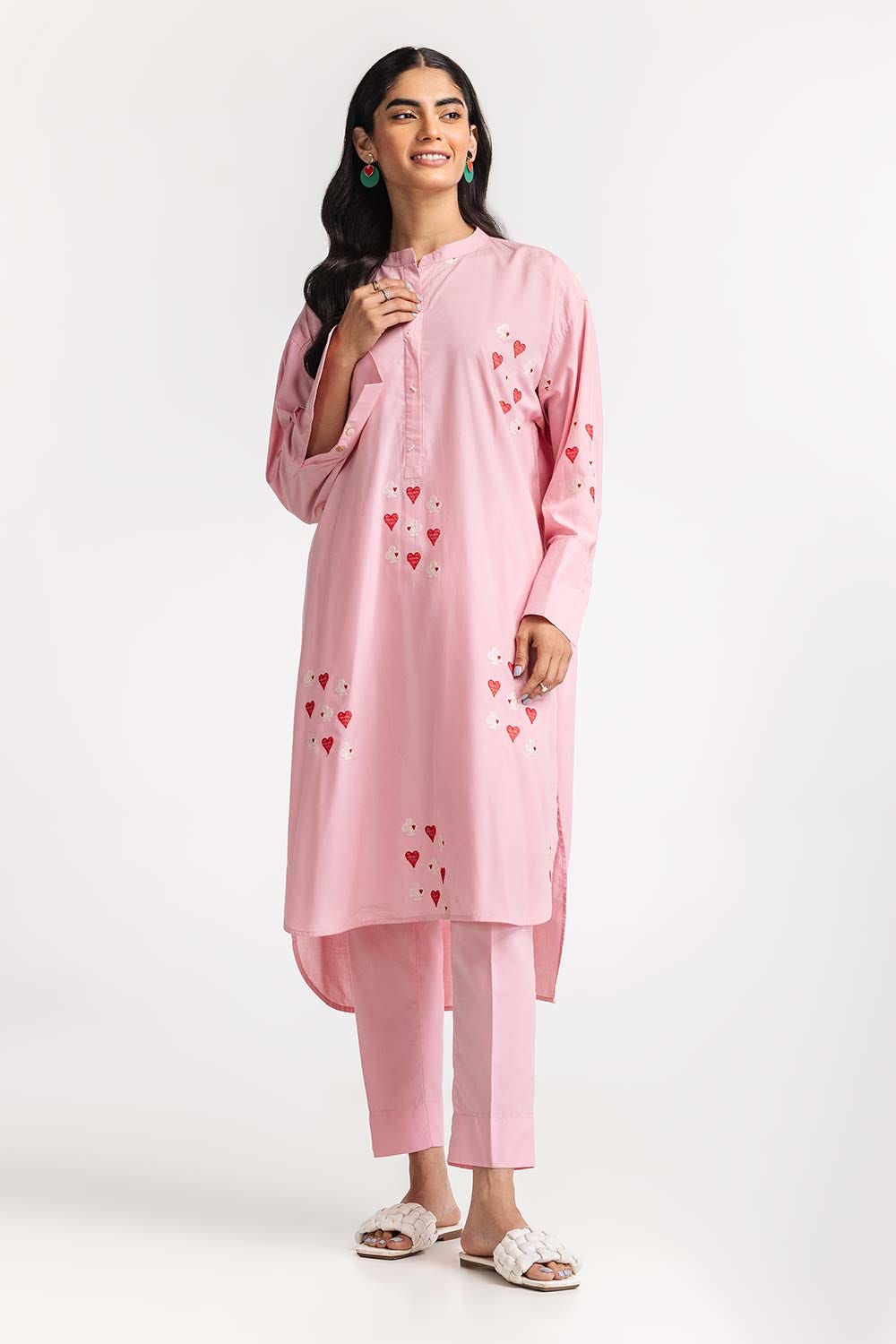 Dyed Polyester Viscose Embroidered Shirt With Trouser IPS-24-137