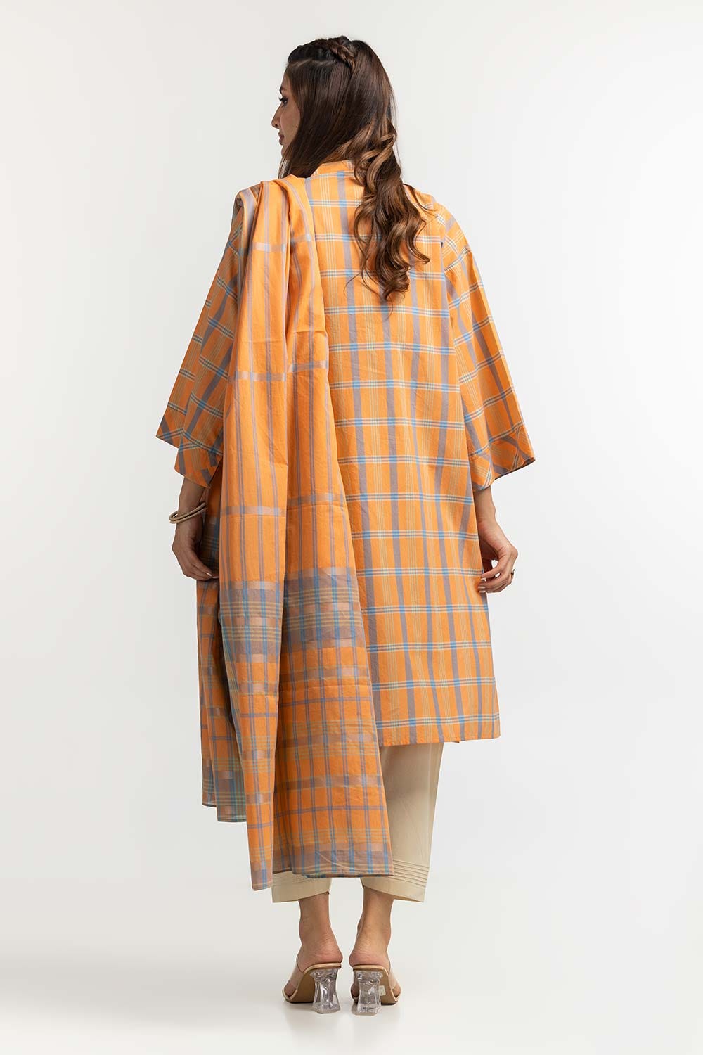 Dyed Cotton Yarn Dyed Embelished Shirt Dupatta IPS-24-145